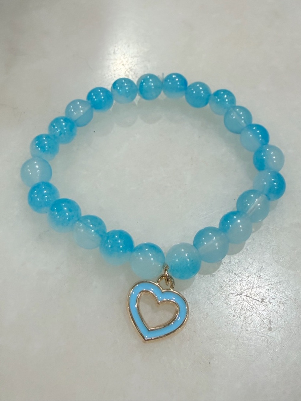 Blue Beaded Heart Charm Bracelet | Y2K Cute Girly Jewelry Coquette Aesthetic